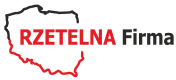 logo rzetelna firma - napis wpisany w mapę Polski